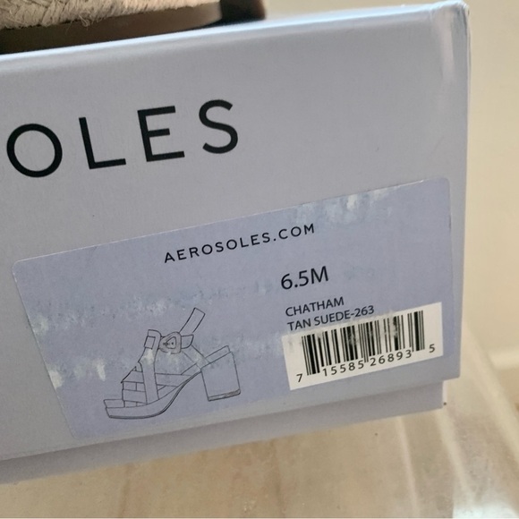 AEROSOLES Chatham Espadrille Block Heeled Platform Sandals in Tan Suede - Picture 12 of 12